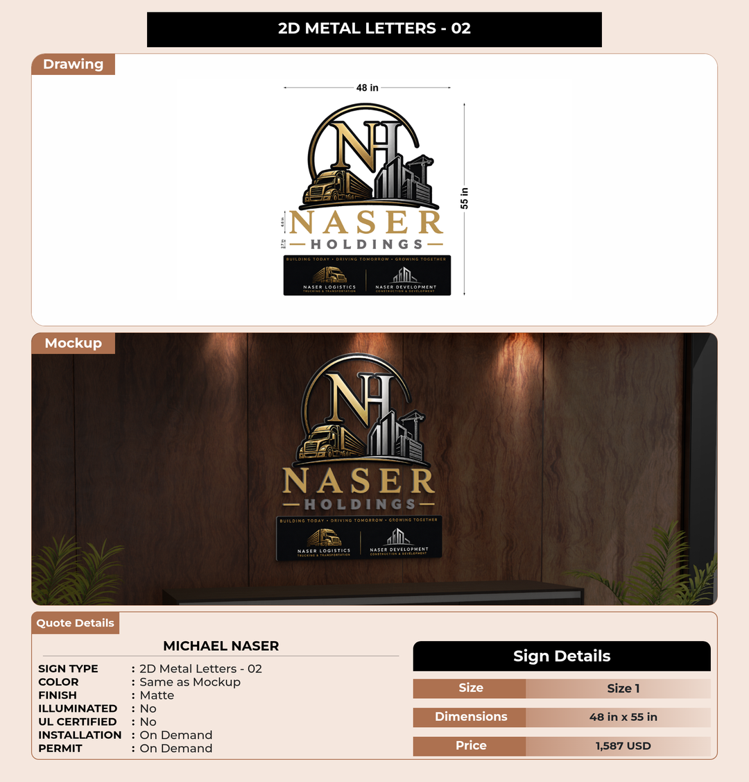 CUSTOM MOCKUP SIGN FOR Michael Naser
