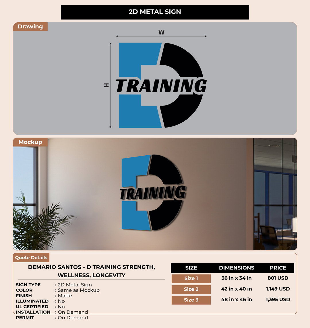 CUSTOM MOCKUP SIGN FOR Demario Santos - D TRAINING Strength, Wellness, Longevity