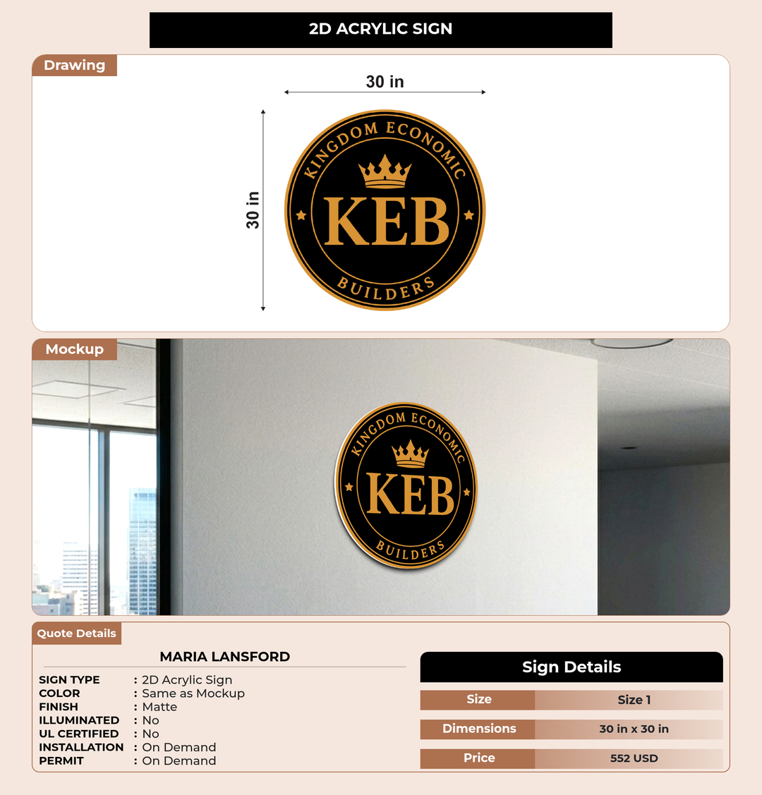 CUSTOM MOCKUP SIGN FOR Maria Lansford