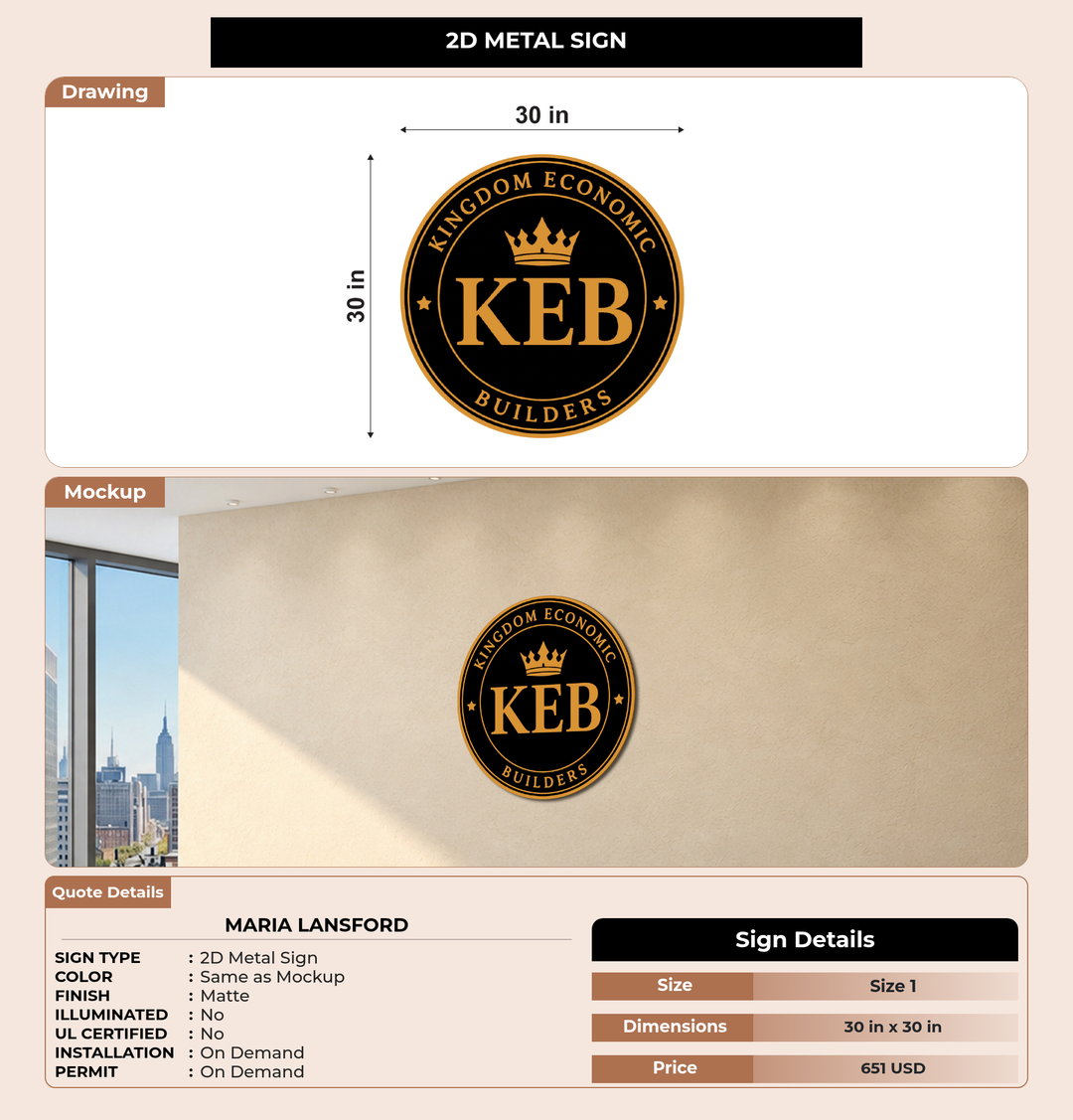 CUSTOM MOCKUP SIGN FOR Maria Lansford