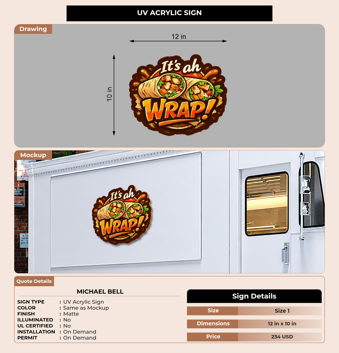 CUSTOM MOCKUP SIGN FOR Michael bell