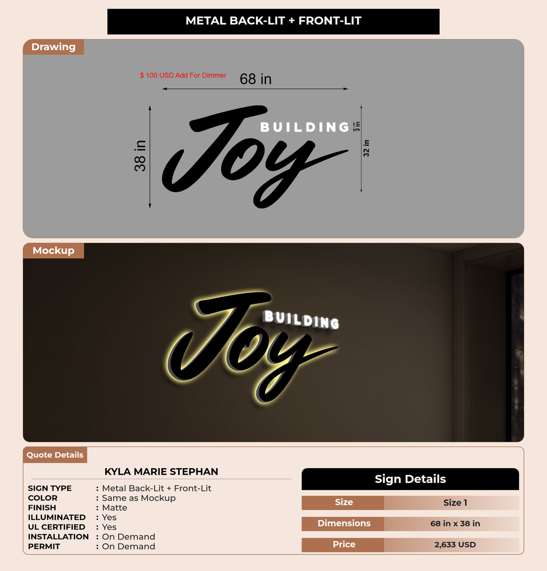 CUSTOM MOCKUP SIGN FOR Kyla Marie Stephan