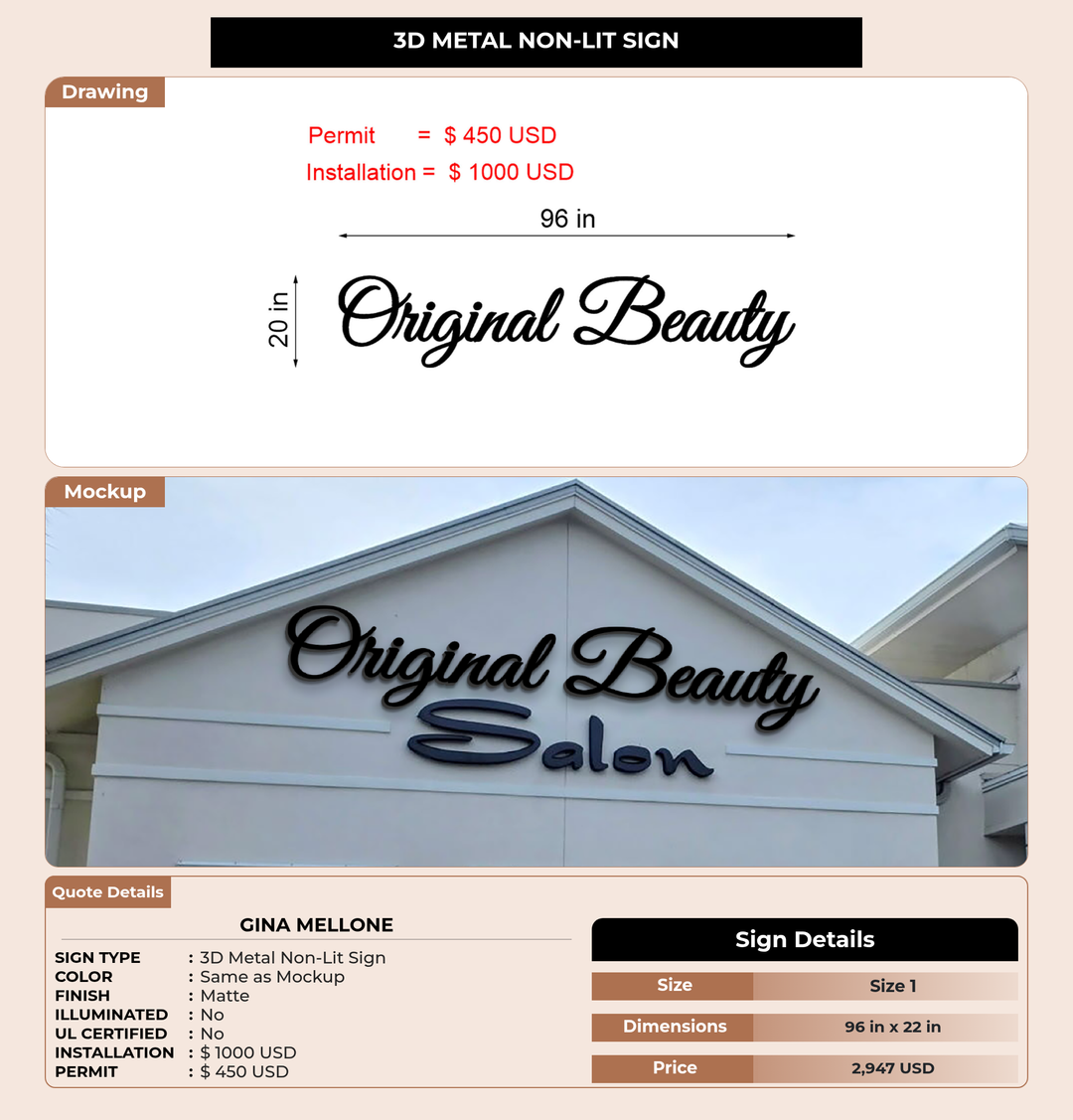 CUSTOM MOCKUP SIGN FOR Gina mellone