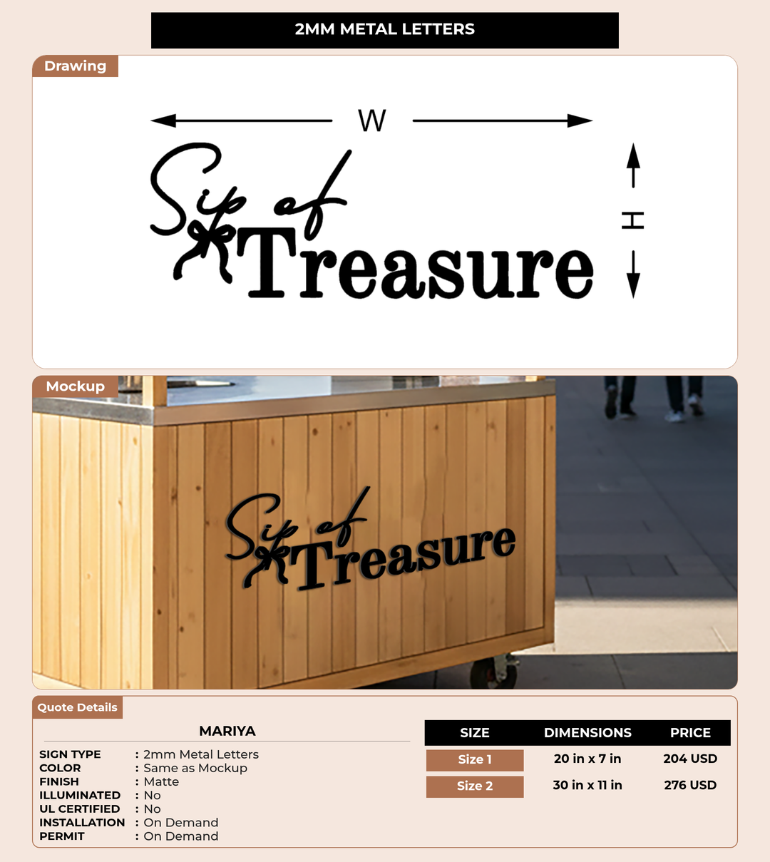 CUSTOM MOCKUP SIGN FOR Mariya