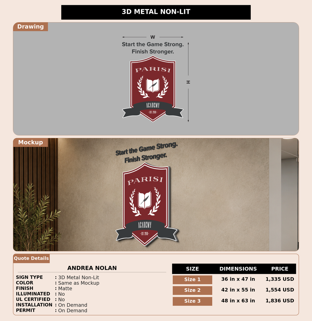 CUSTOM MOCKUP SIGN FOR Andrea Nolan