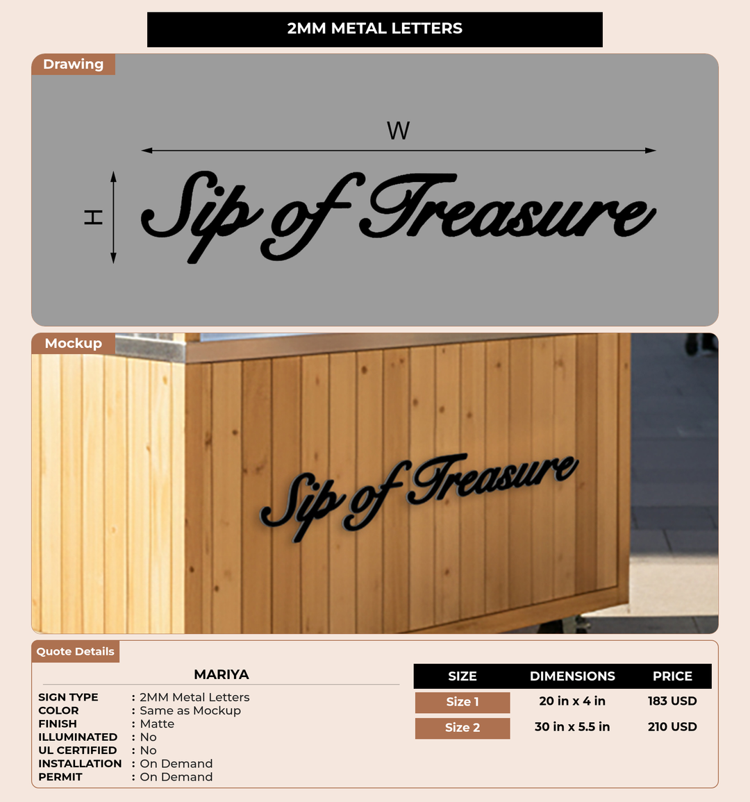 CUSTOM MOCKUP SIGN FOR Mariya