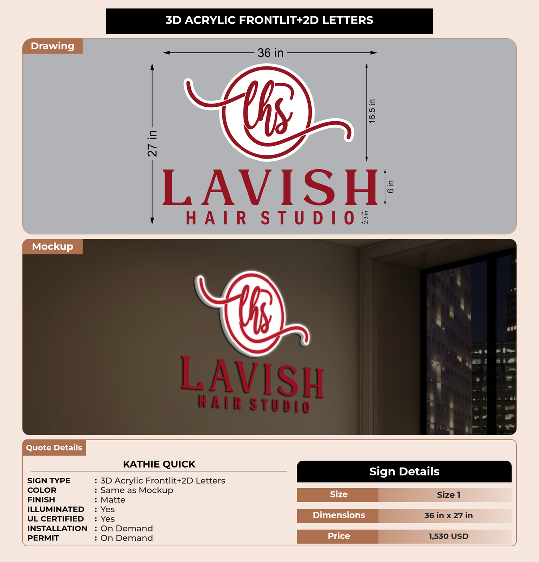 CUSTOM MOCKUP SIGN FOR Kathie Quick