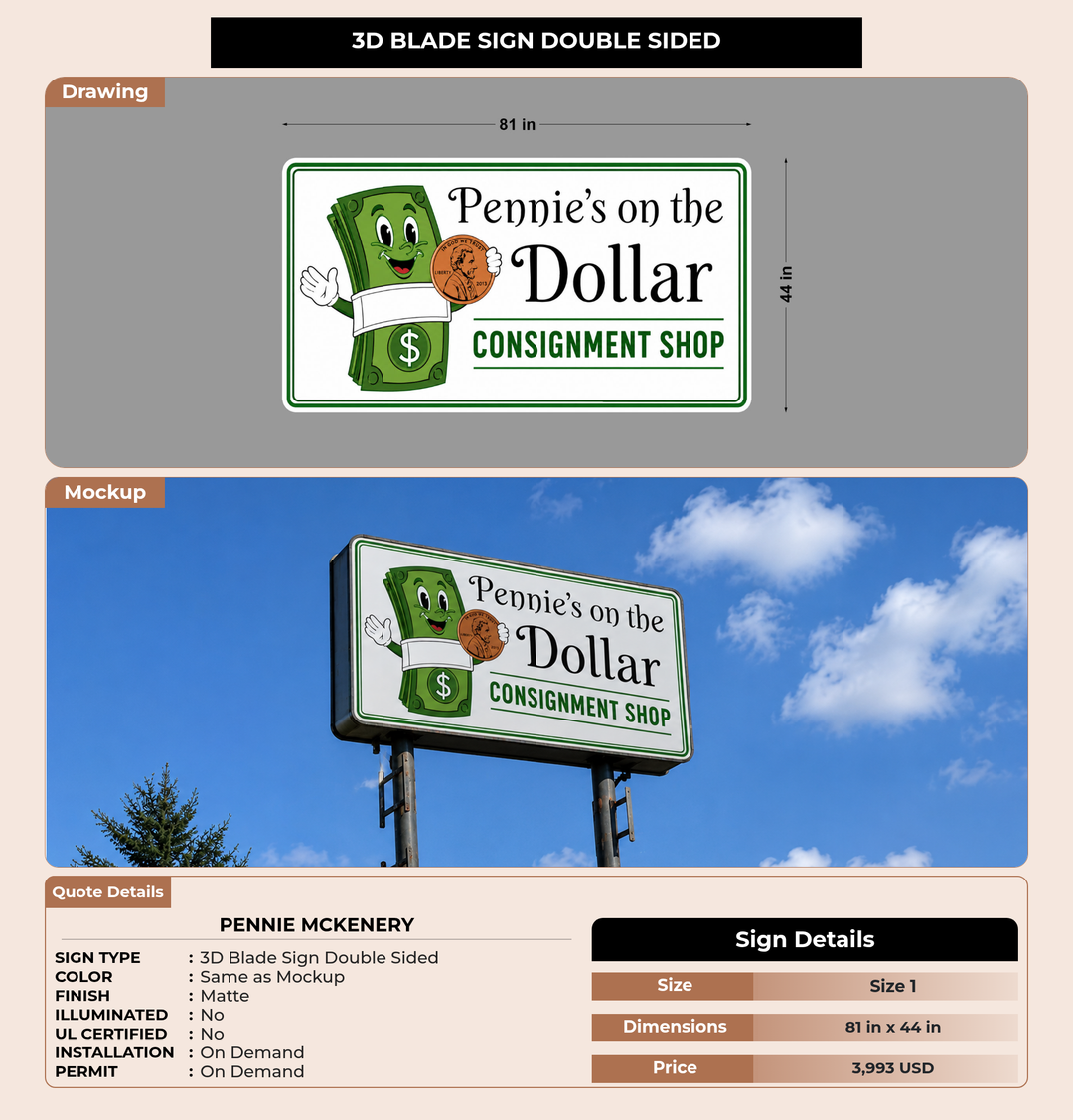 CUSTOM MOCKUP SIGN FOR Pennie McKenery