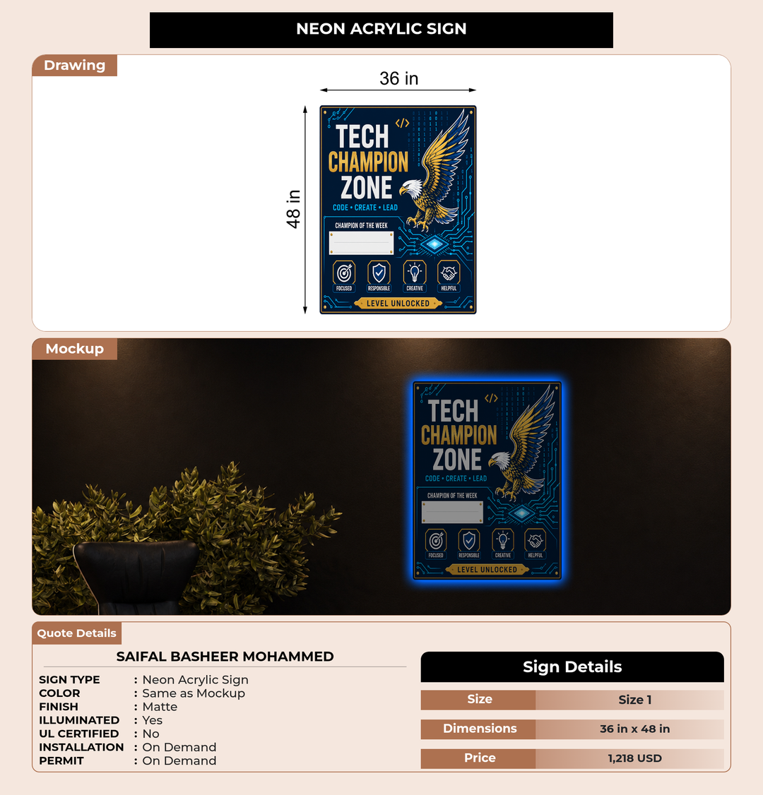 CUSTOM MOCKUP SIGN FOR Saifal Basheer Mohammed