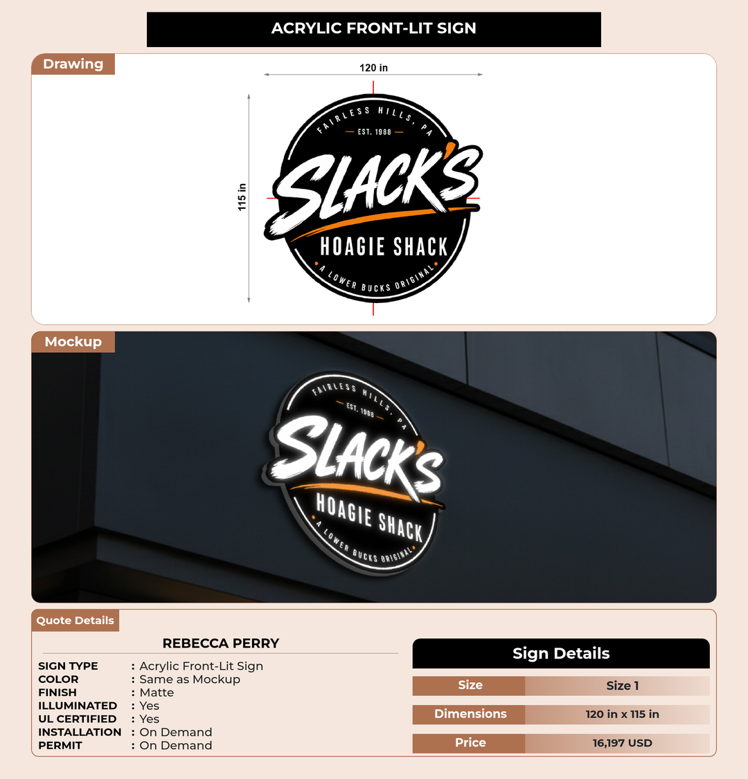 CUSTOM MOCKUP SIGN FOR Rebecca Perry