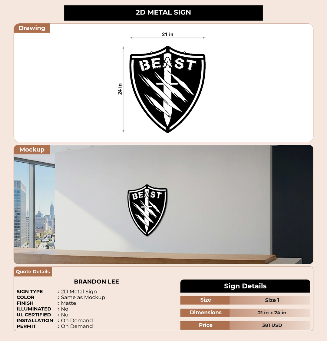 CUSTOM MOCKUP SIGN FOR Brandon Lee