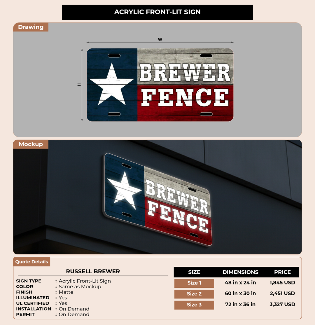 CUSTOM MOCKUP SIGN FOR Russell Brewer