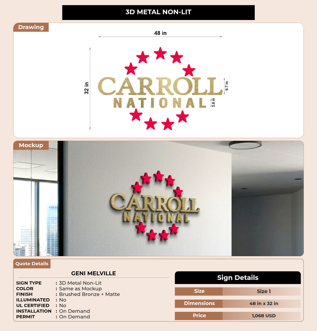 CUSTOM MOCKUP SIGN FOR Geni Melville