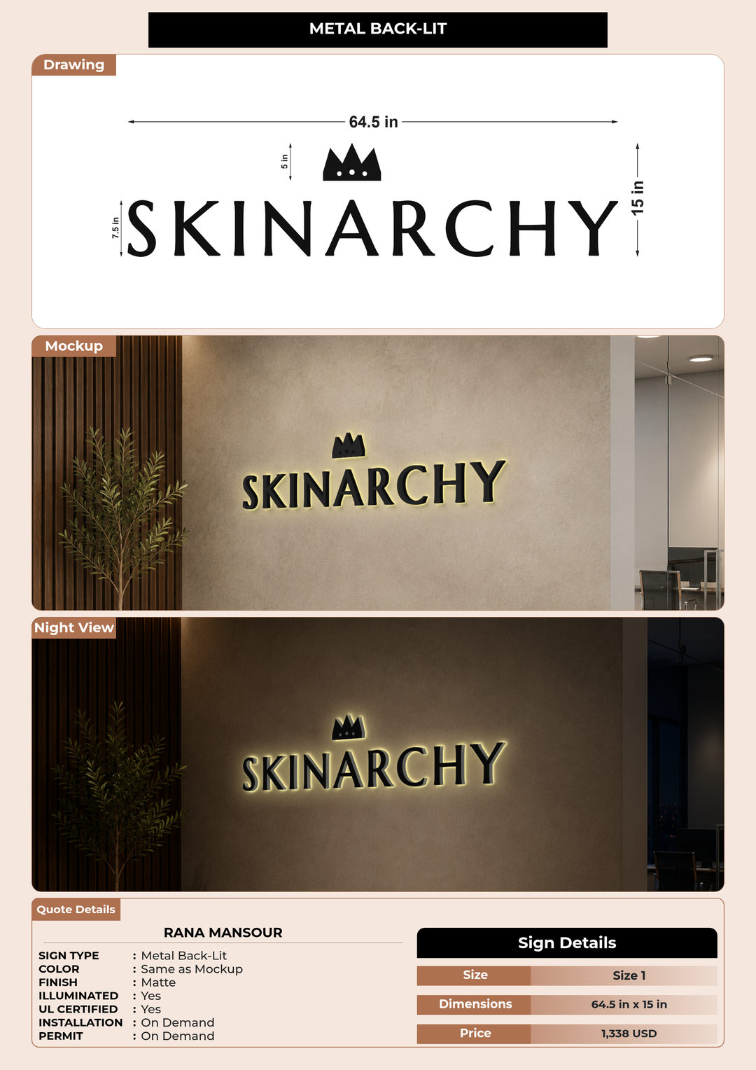 CUSTOM MOCKUP SIGN FOR RANA MANSOUR