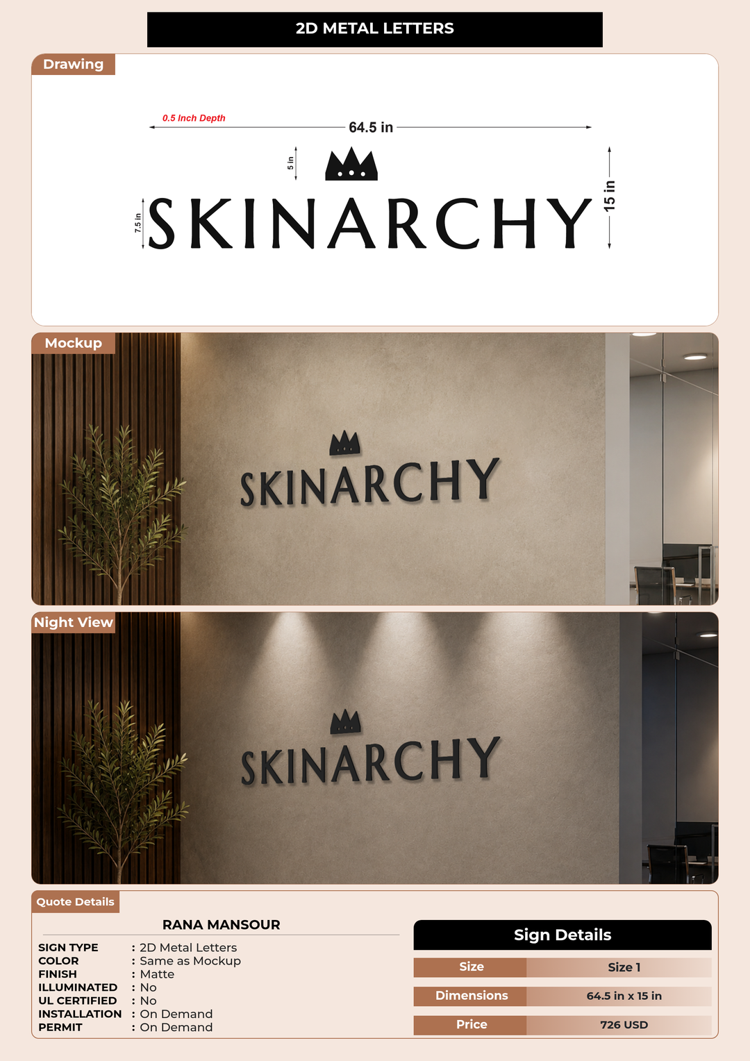 CUSTOM MOCKUP SIGN FOR RANA MANSOUR