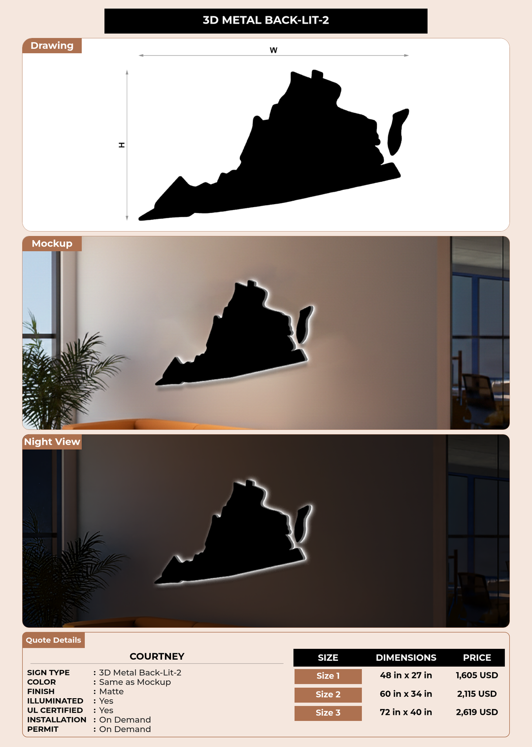CUSTOM MOCKUP SIGN FOR Courtney