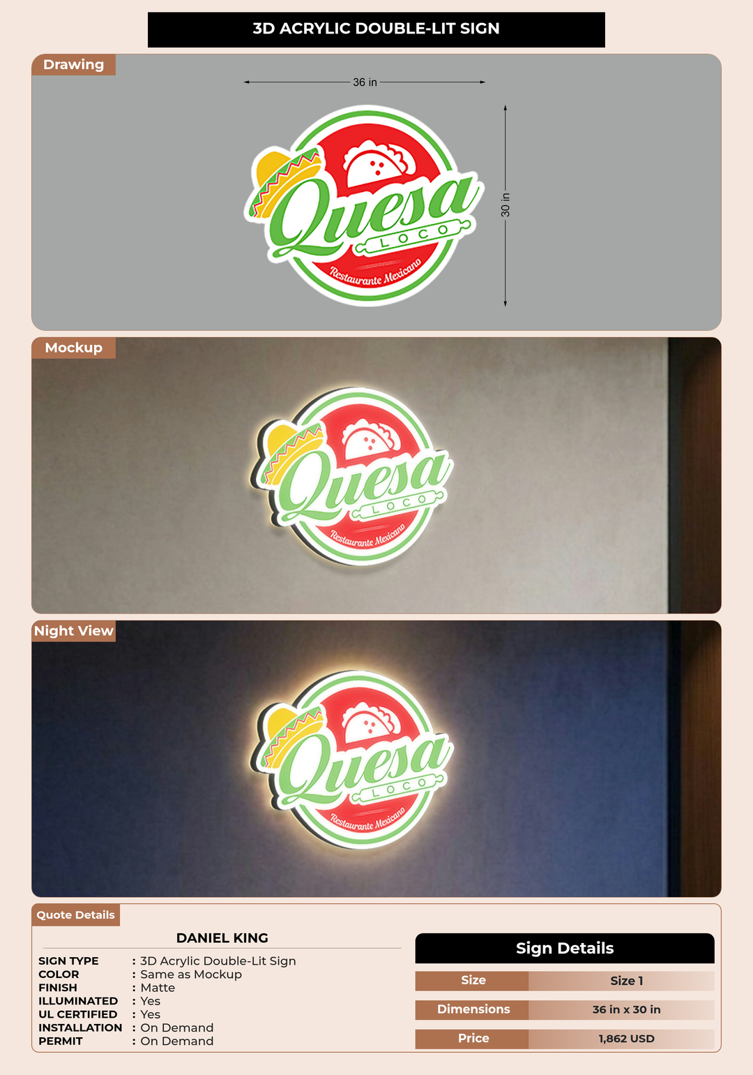 CUSTOM MOCKUP SIGN FOR Daniel King