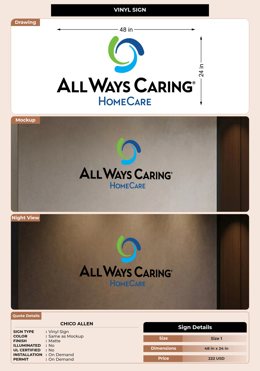 CUSTOM MOCKUP SIGN FOR Chico Allen