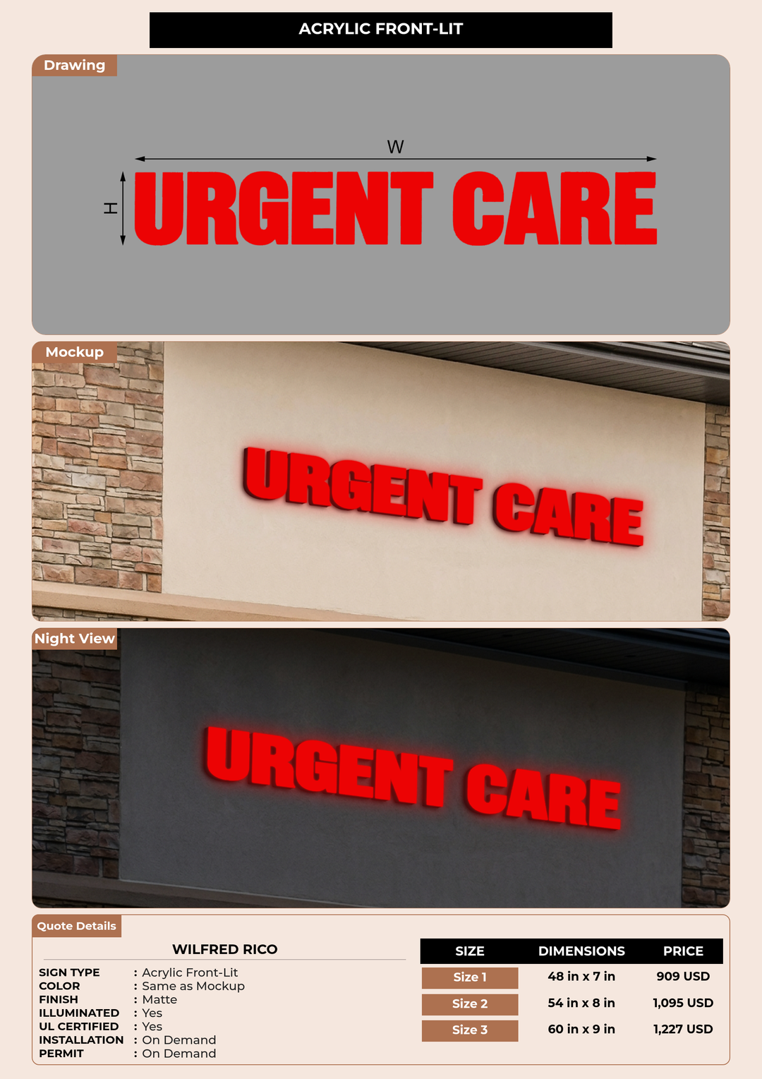CUSTOM MOCKUP SIGN FOR Wilfred rico
