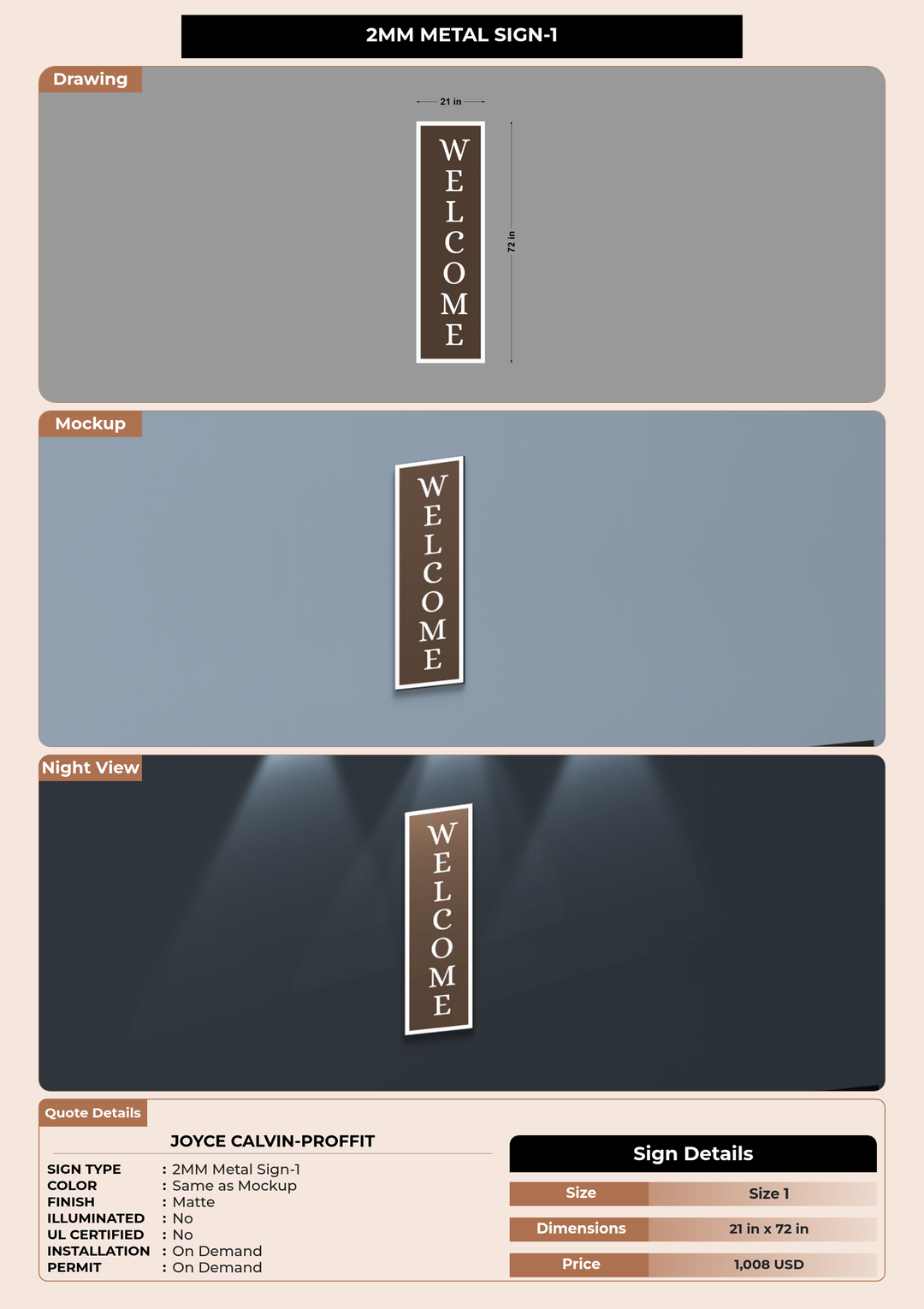 CUSTOM MOCKUP SIGN FOR Joyce Calvin-Proffit