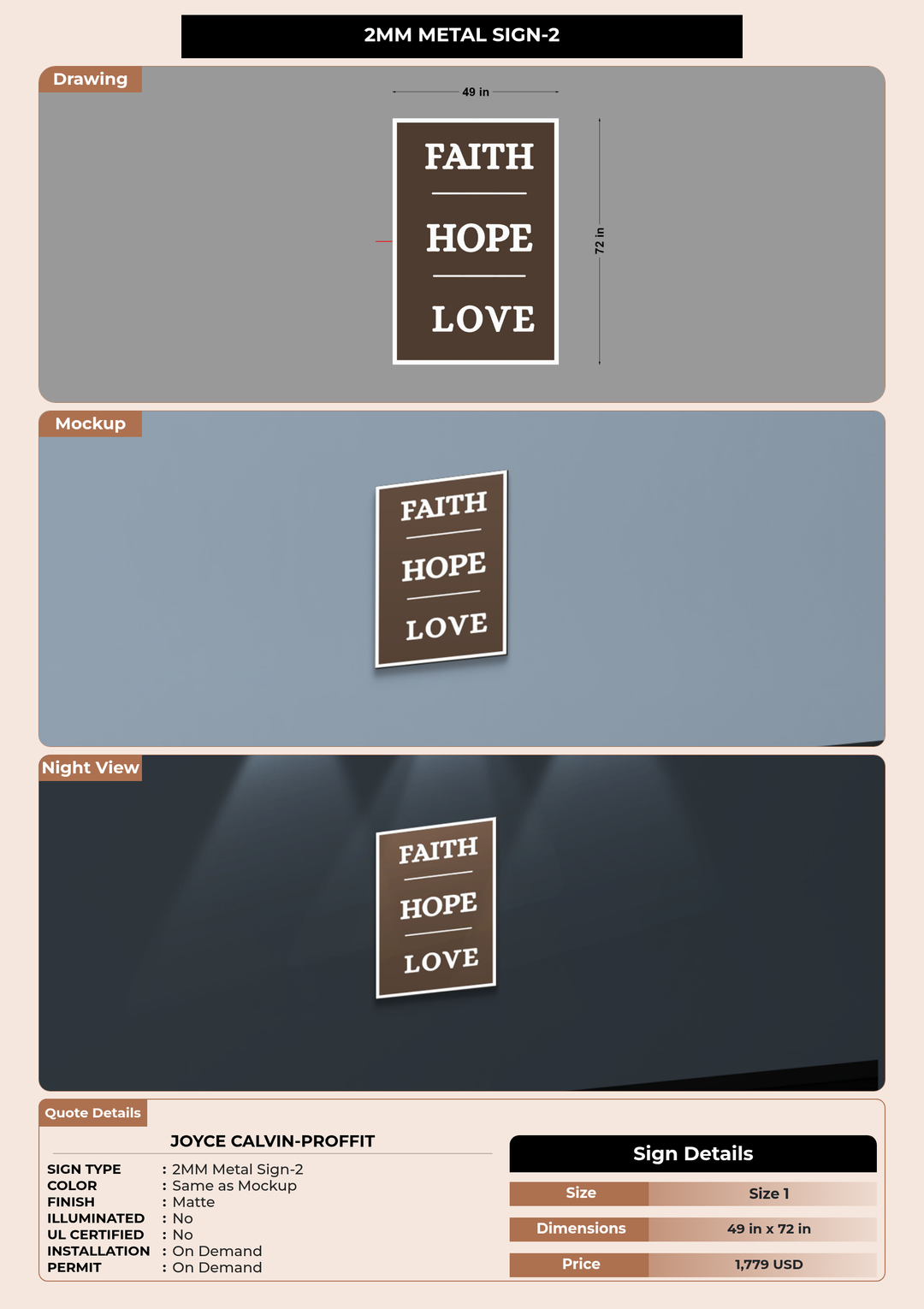 CUSTOM MOCKUP SIGN FOR Joyce Calvin-Proffit