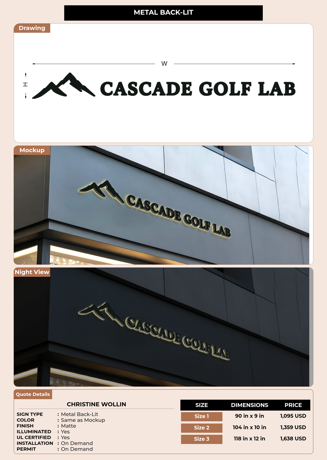 CUSTOM MOCKUP SIGN FOR Christine Wollin