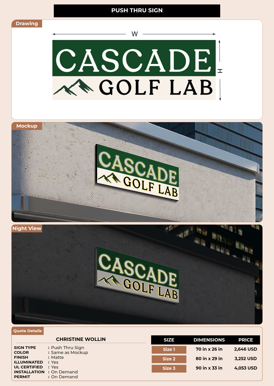CUSTOM MOCKUP SIGN FOR Christine Wollin