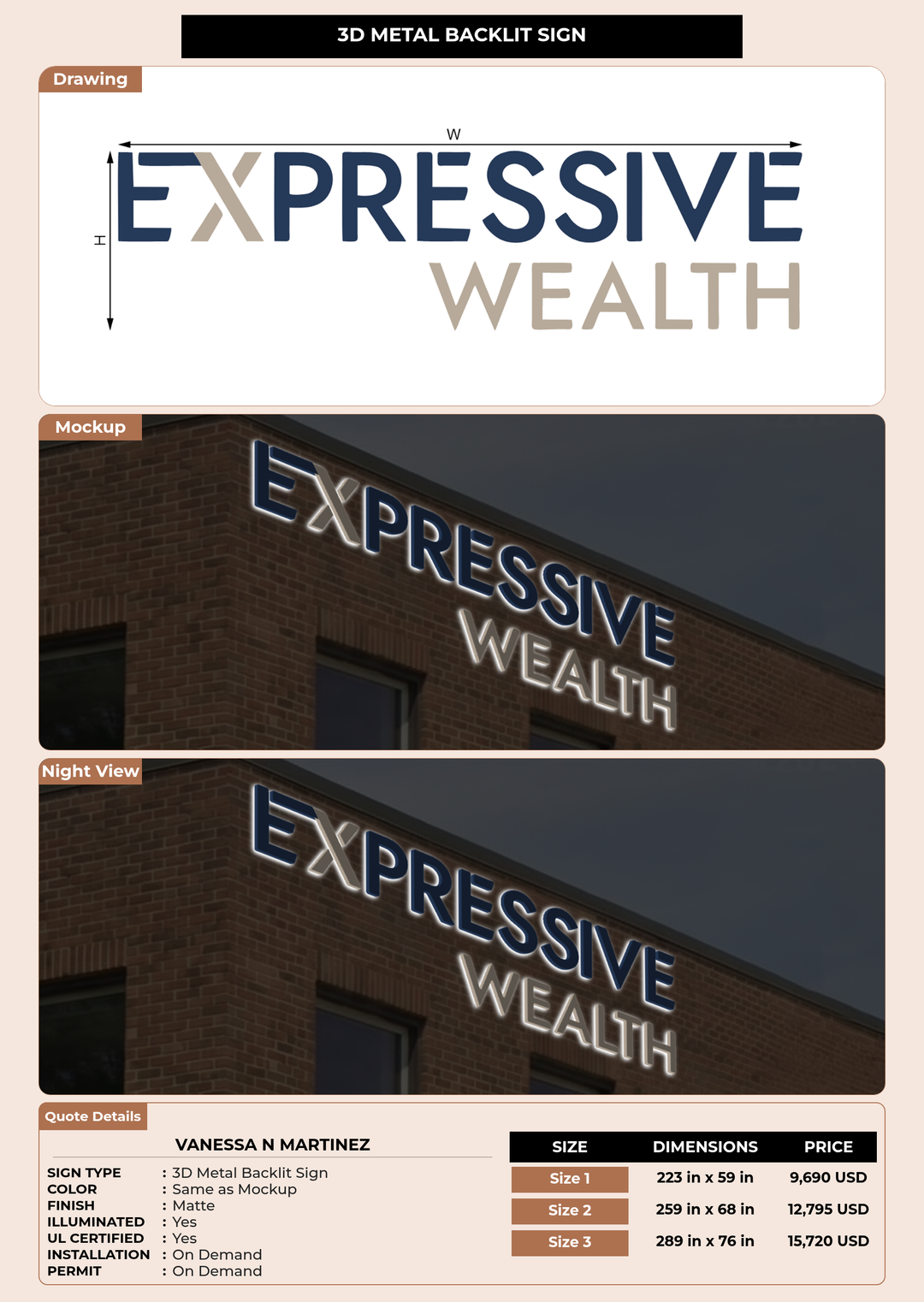 CUSTOM MOCKUP SIGN FOR Vanessa N Martinez