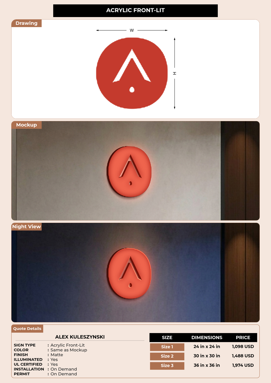 CUSTOM MOCKUP SIGN FOR Alex Kuleszynski
