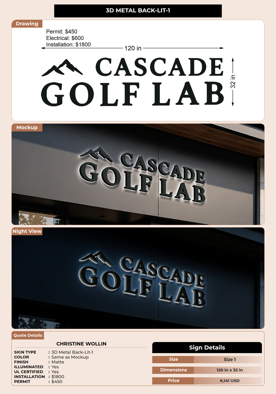 CUSTOM MOCKUP SIGN FOR Christine Wollin