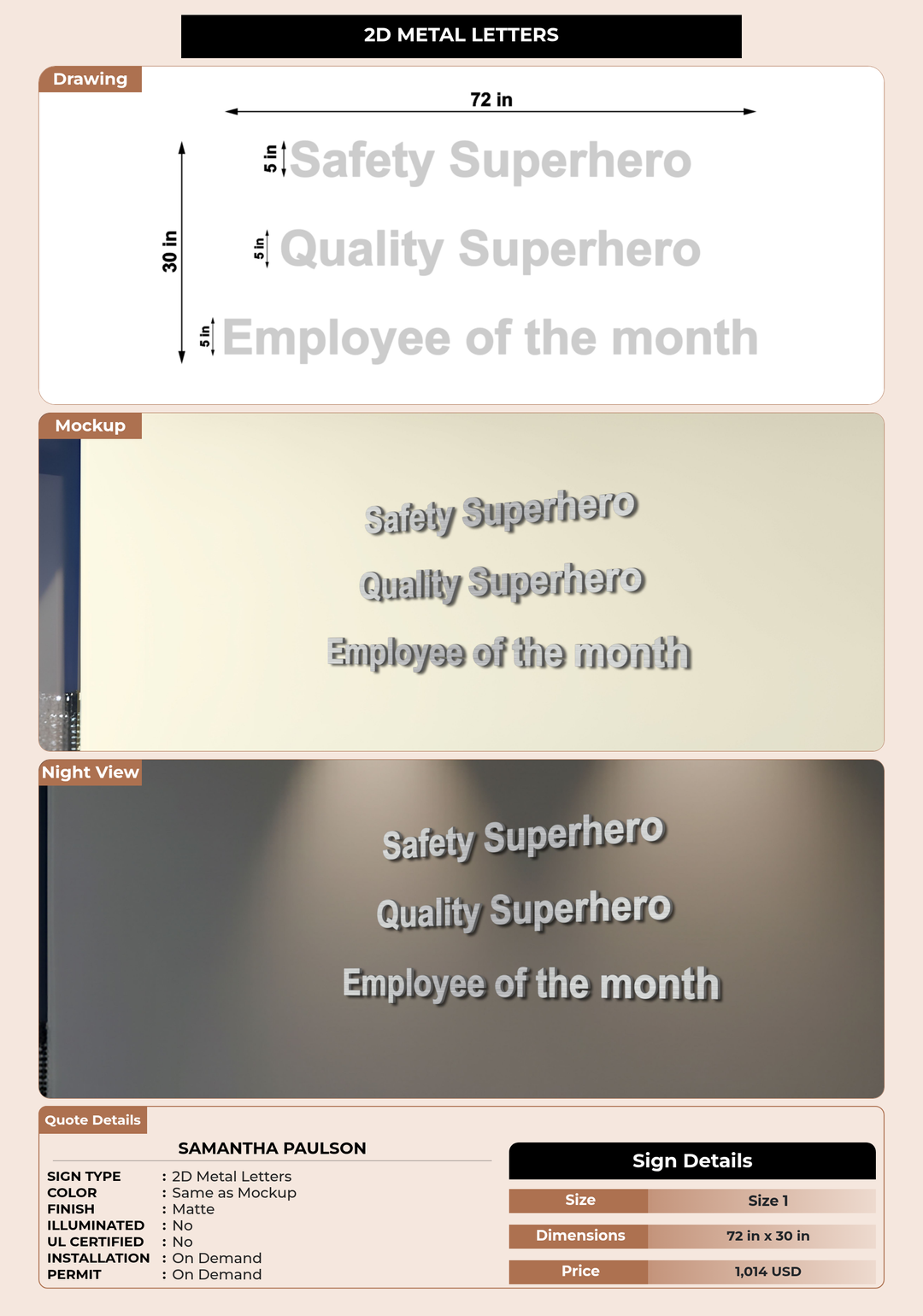 CUSTOM MOCKUP SIGN FOR Samantha Paulson