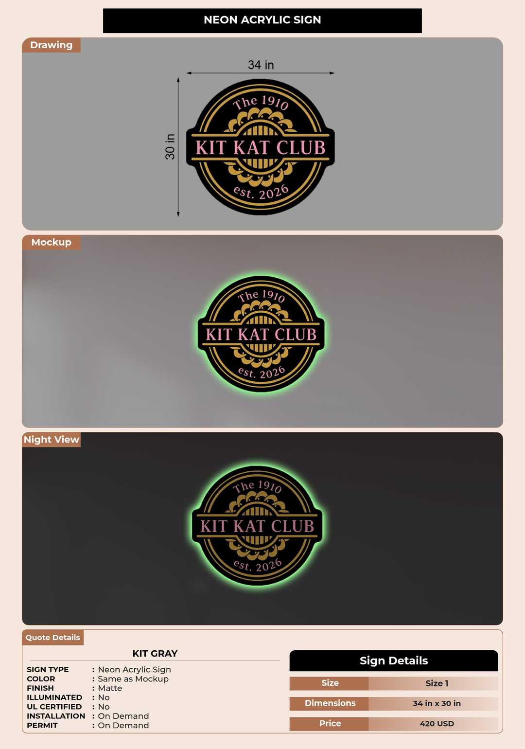CUSTOM MOCKUP SIGN FOR Kit Gray