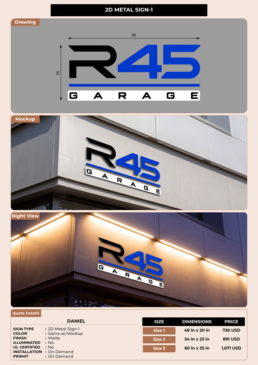 CUSTOM MOCKUP SIGN FOR Daniel