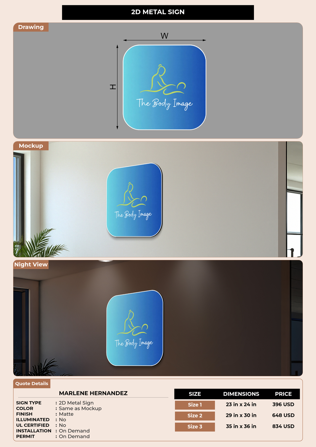 CUSTOM MOCKUP SIGN FOR Marlene Hernandez