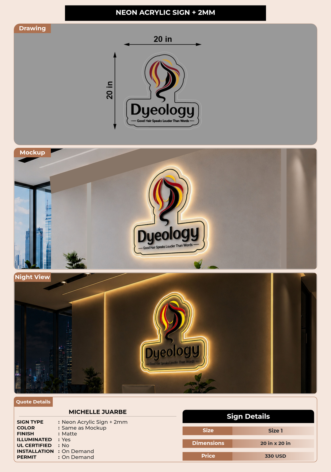 CUSTOM MOCKUP SIGN FOR Michelle Juarbe