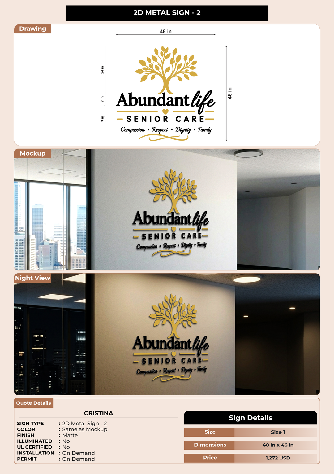 CUSTOM MOCKUP SIGN FOR Cristina