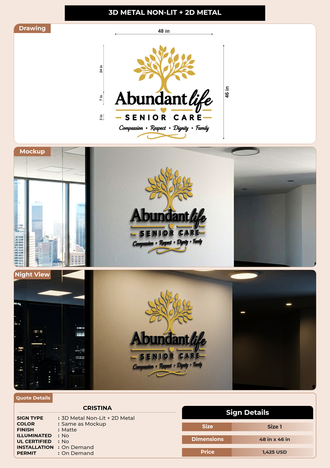 CUSTOM MOCKUP SIGN FOR Cristina
