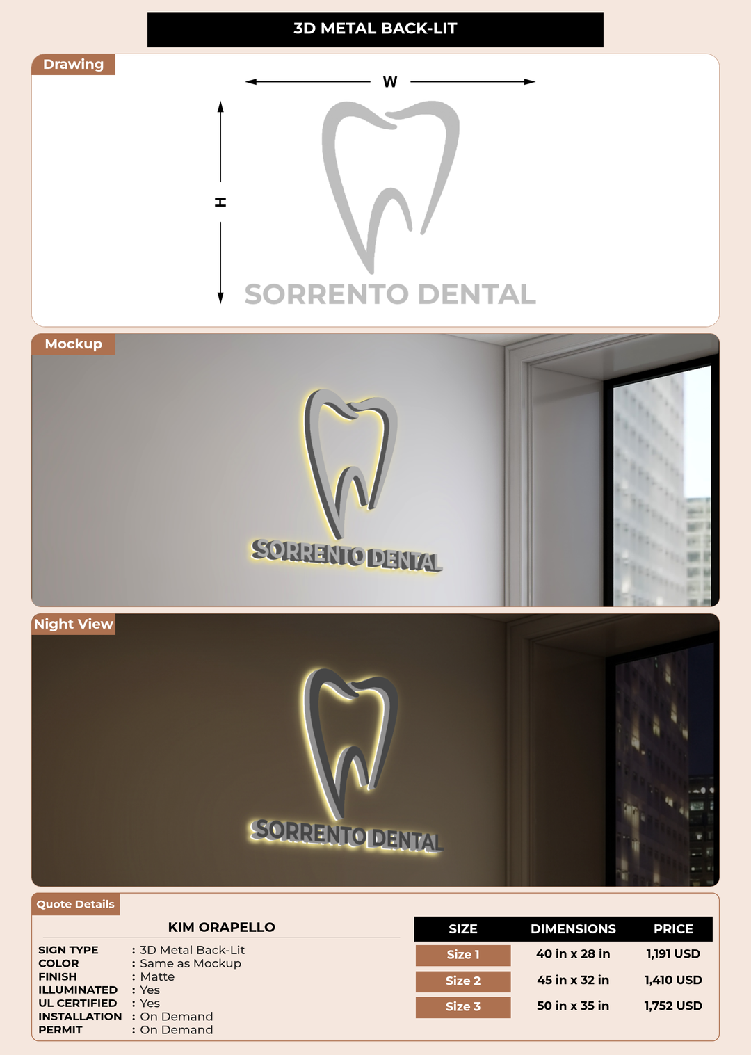 CUSTOM MOCKUP SIGN FOR Kim Orapello