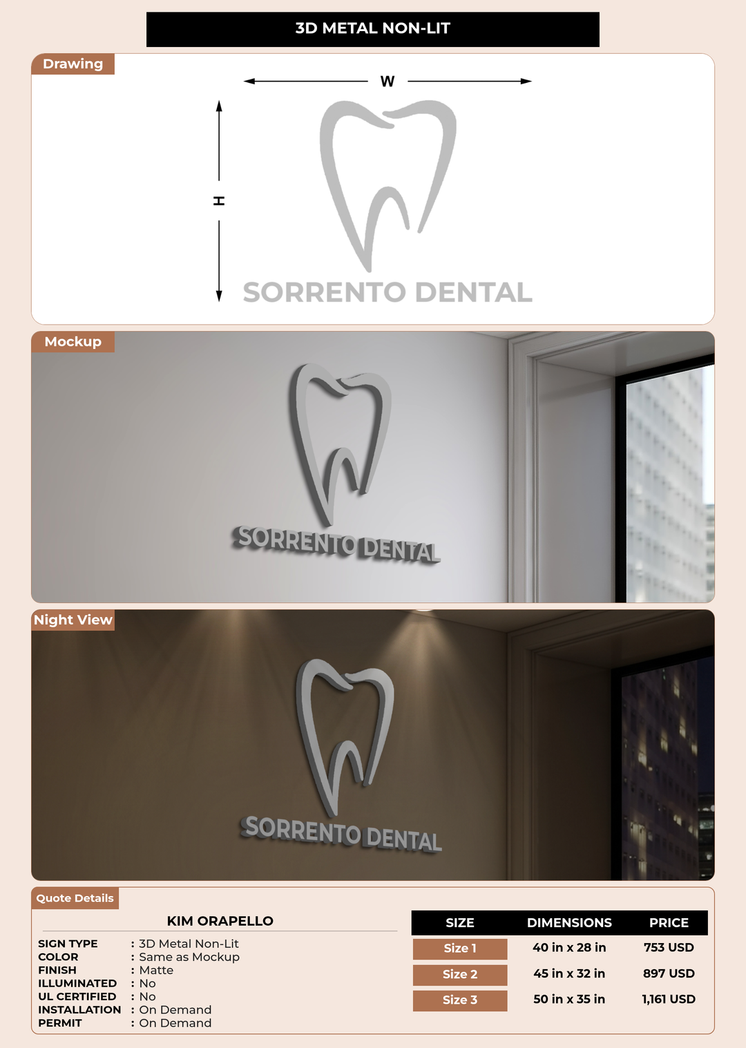 CUSTOM MOCKUP SIGN FOR Kim Orapello