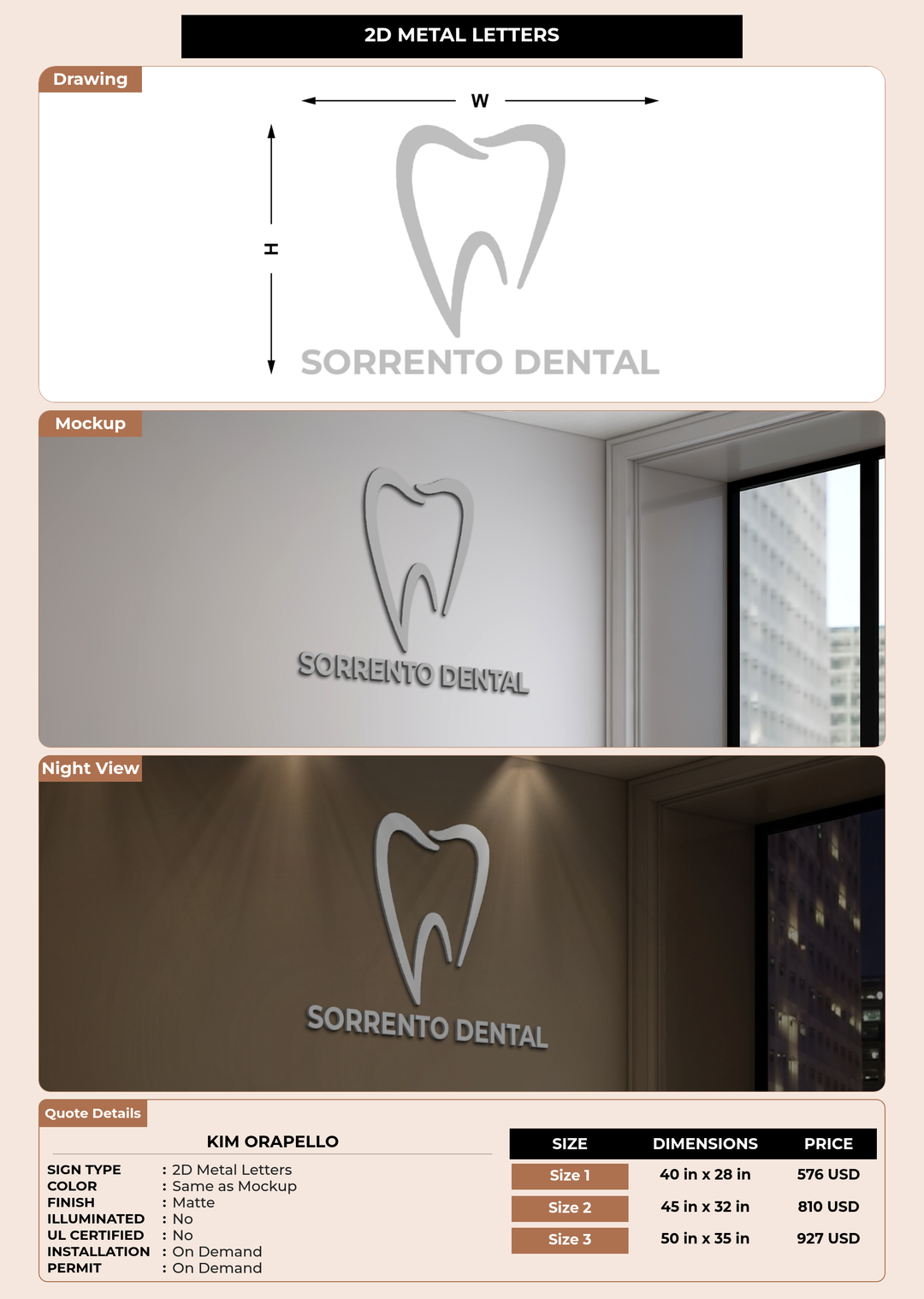 CUSTOM MOCKUP SIGN FOR Kim Orapello