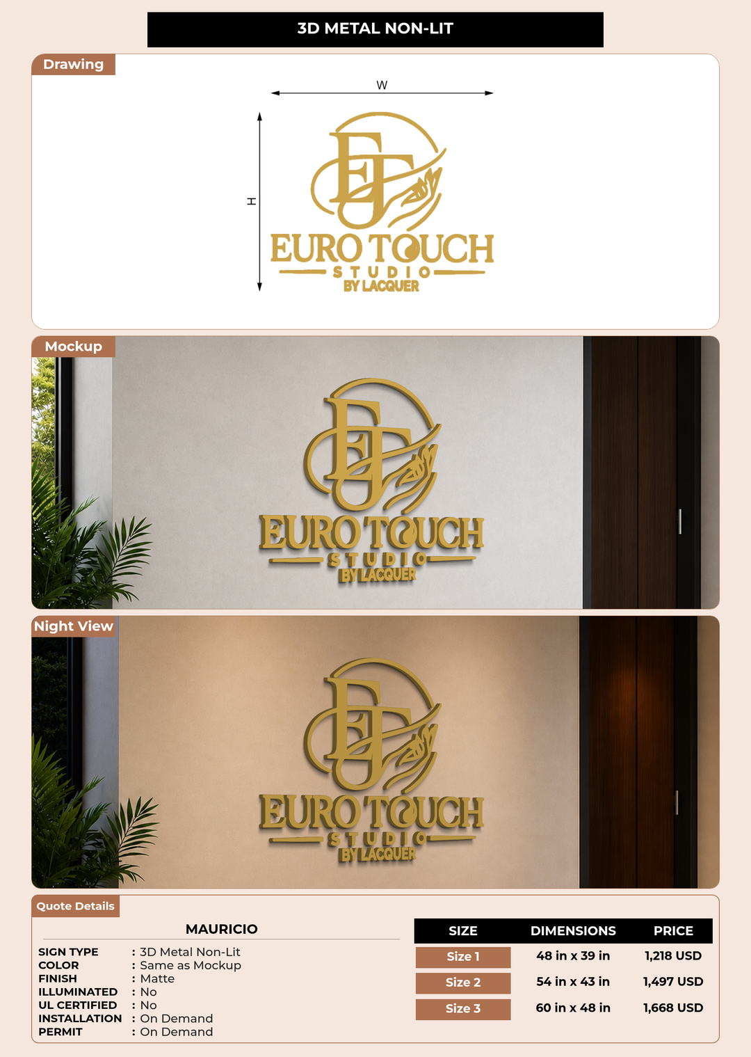 CUSTOM MOCKUP SIGN FOR Mauricio