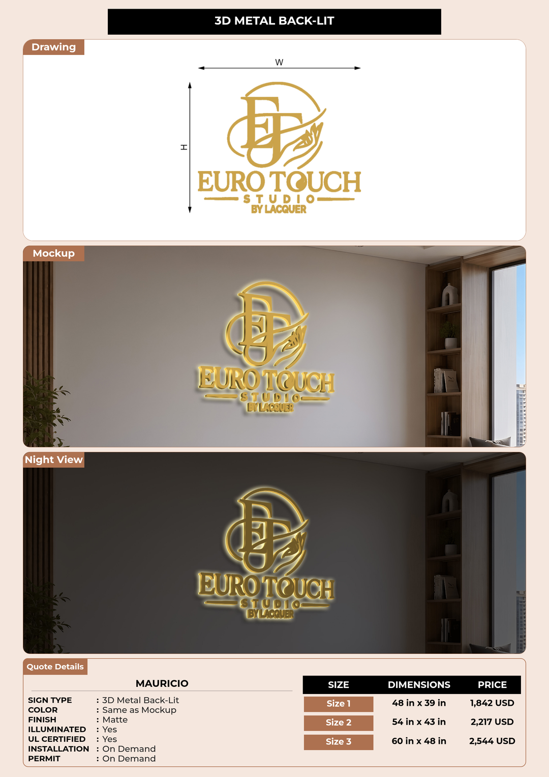 CUSTOM MOCKUP SIGN FOR Mauricio