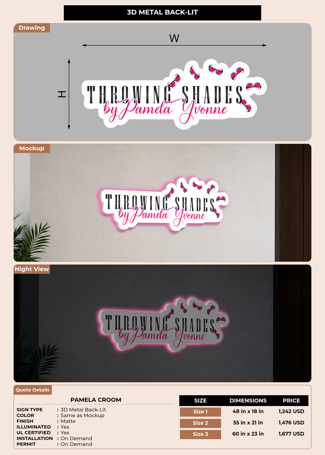 CUSTOM MOCKUP SIGN FOR Pamela Croom