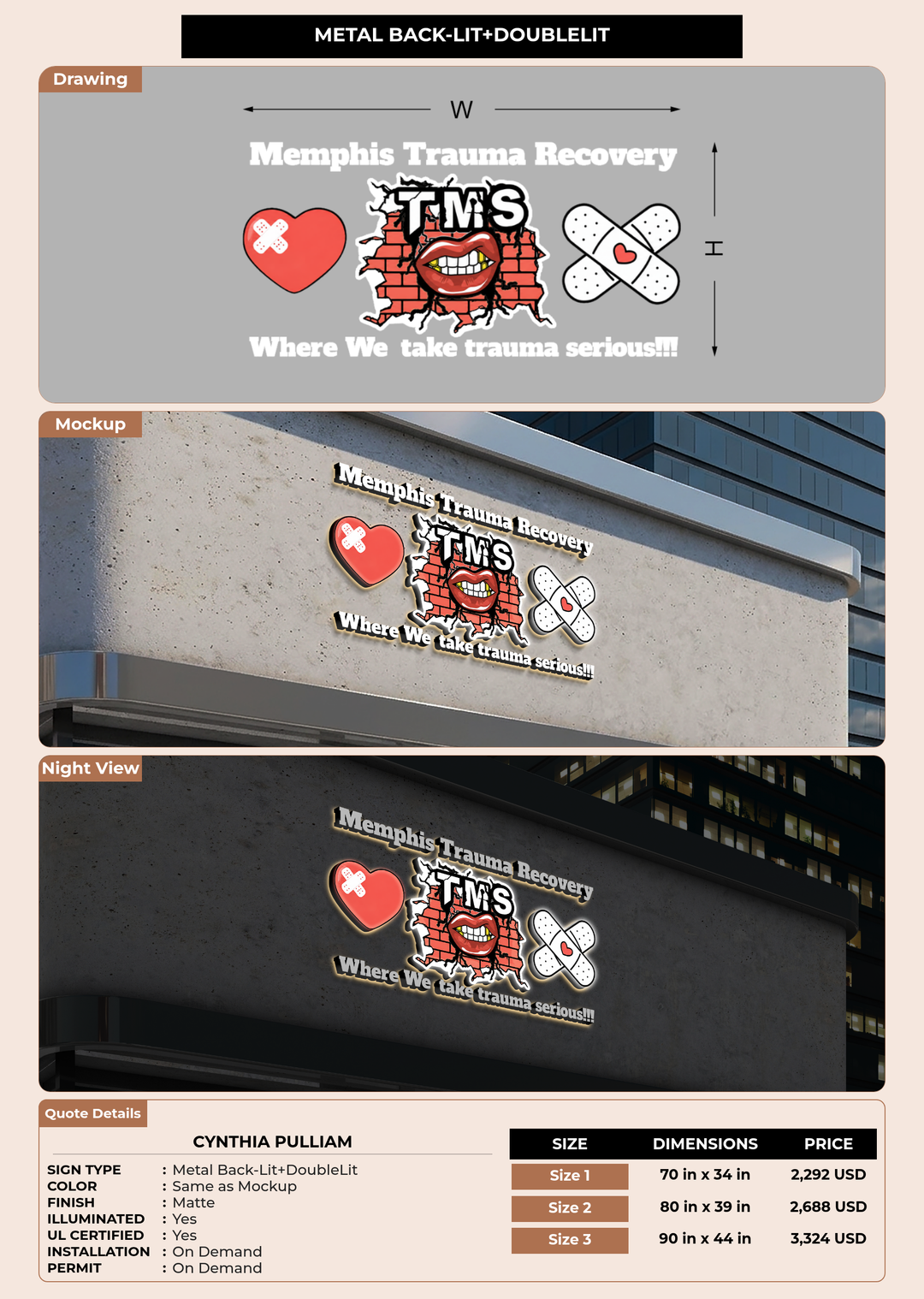 CUSTOM MOCKUP SIGN FOR Cynthia Pulliam