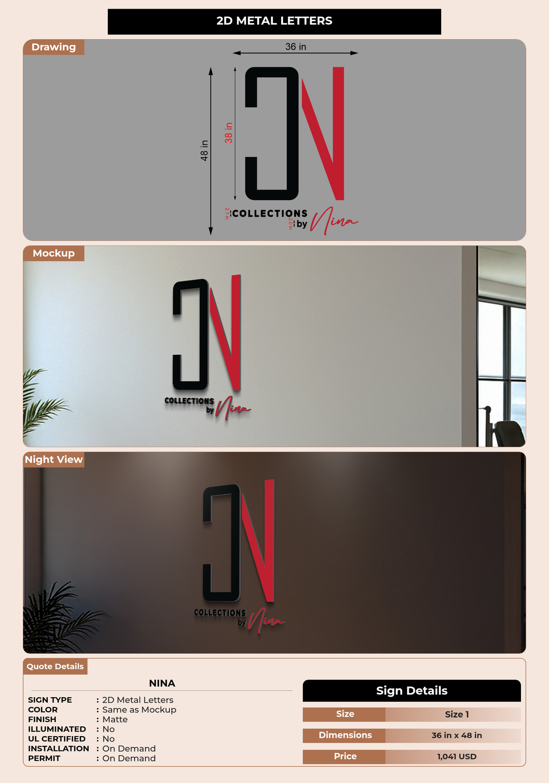 CUSTOM MOCKUP SIGN FOR Nina