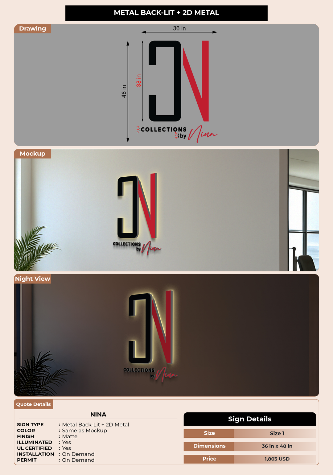 CUSTOM MOCKUP SIGN FOR Nina