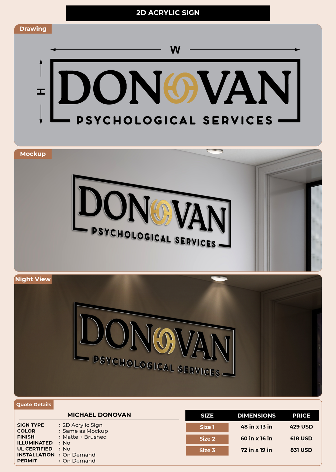CUSTOM MOCKUP SIGN FOR Michael Donovan