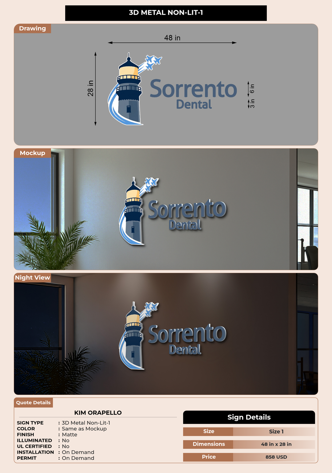 CUSTOM MOCKUP SIGN FOR Kim Orapello
