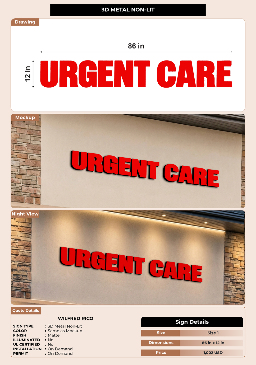 CUSTOM MOCKUP SIGN FOR Wilfred rico