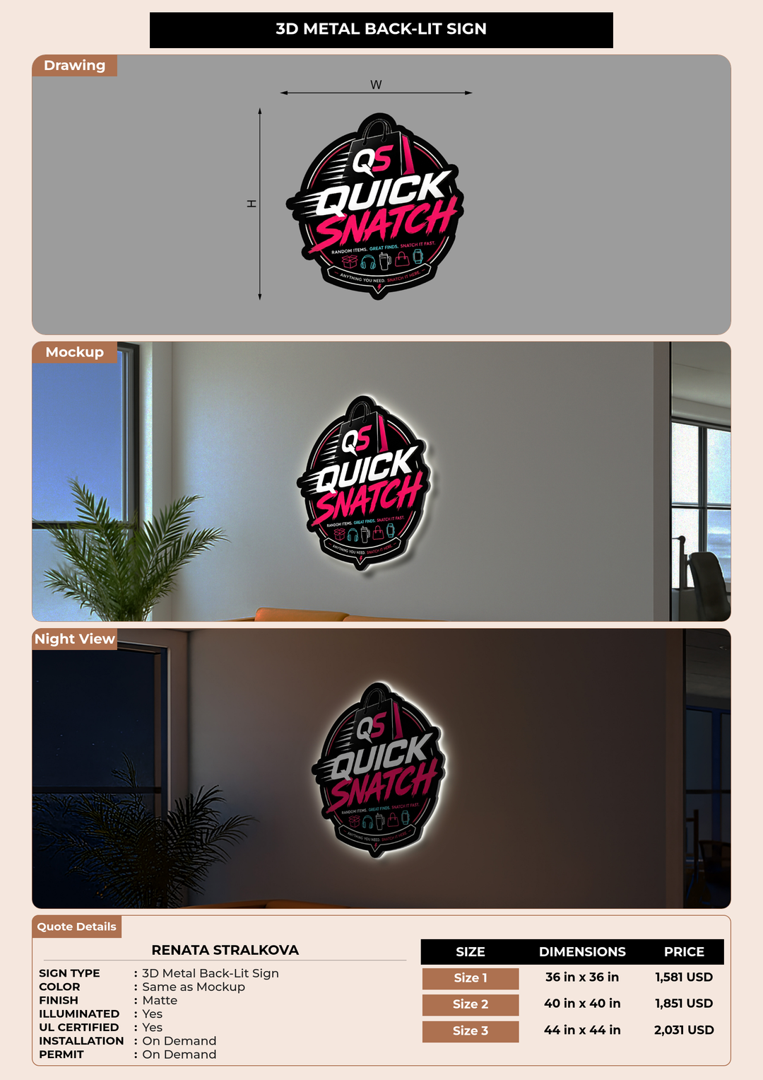 CUSTOM MOCKUP SIGN FOR Renata Stralkova